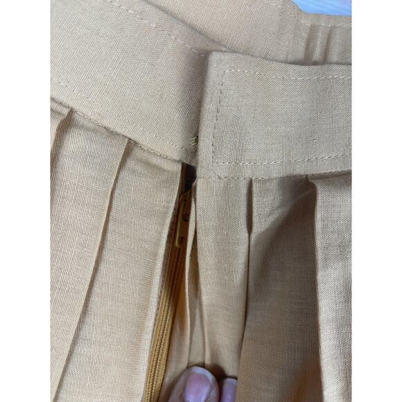 Think Sense Skirt Women's Size S Yellow Pleated Eyelet Lace Scalloped Hem Midi - Picture 3 of 8